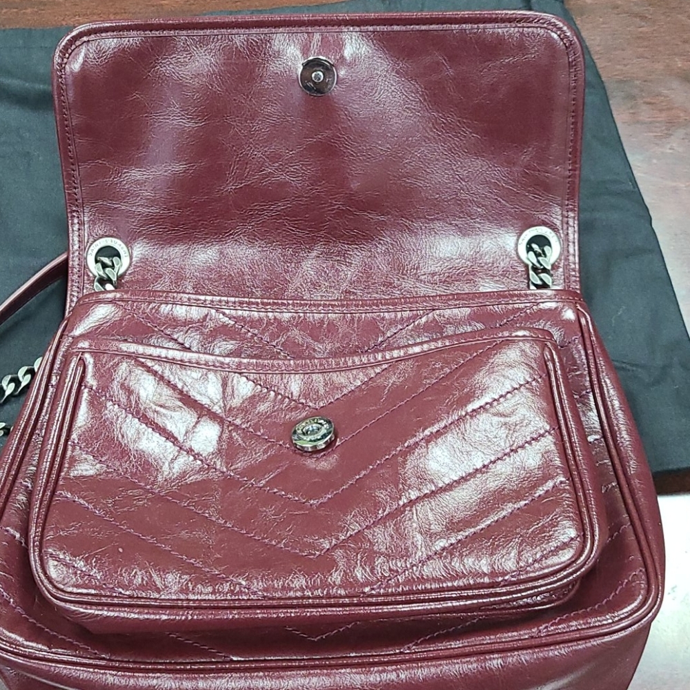 NEW Yves Saint Laurent NIKI MEDIUM Crinkled Leather Bag - Picture 4 of 10